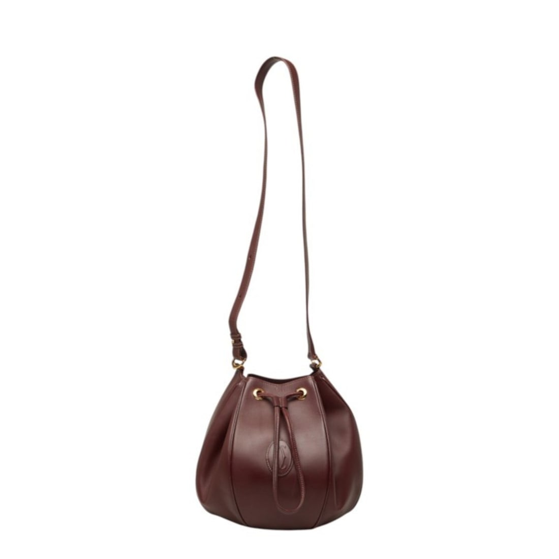 Cartier Must Line Crossbody Shoulder Bag, Drawstring, Wine Red/Bordeaux Leather, Women's, CARTIER: --- Catalog ---Category: SizeSize (HxWxD): 26cm x 24cm x 18cm / 10.23'' x 9.44'' x 7.08''Category: DesignType: Shoulder bagColor: Bordeaux, Wine redGender: WomenMaterial: Leather Category: GeneralBran