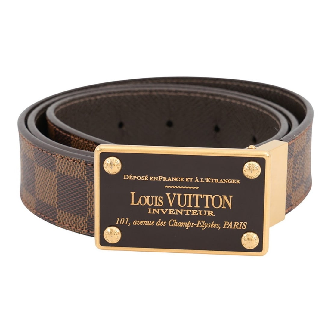 Louis Vuitton Damier Ebene Reversible Belt, 35mm, Size 95, M9677, Damier, Vuitton, LOUIS VUITTON: --- Catalog ---Category: SizeWidth: 3.5cm / 1.37''Length: 88cm - 101cm / 34.64'' - 39.76''Buckle Size: 4.5cm x 7cm / 1.77'' x 2.75''Category: DesignType: Standard beltColor: Brown, EbeneGender: MenCat