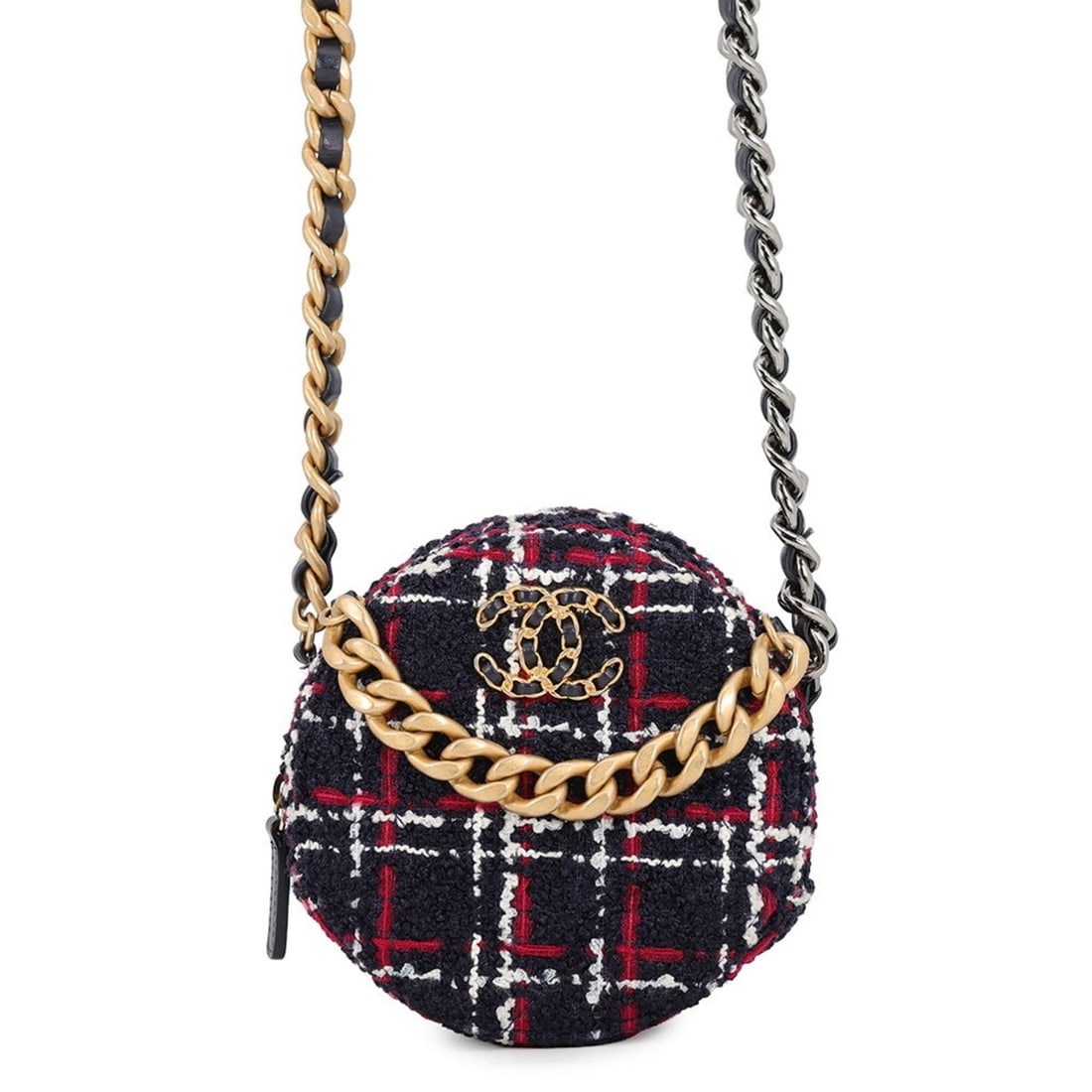 Chanel Chain Shoulder Bag, 19 Matelassé Coco Mark Tweed AP0945, CHANEL Handbag for Women: --- Catalog ---Category: SizeWeight: 400g / 14.1oz.Size (HxWxD): 12.5cm x 12.5cm x 6cm / 4.92'' x 4.92'' x 2.36''Strap Length: 134cm / 52.75''Category: DesignType: Shoulder bagColor: Navy, Pink, White