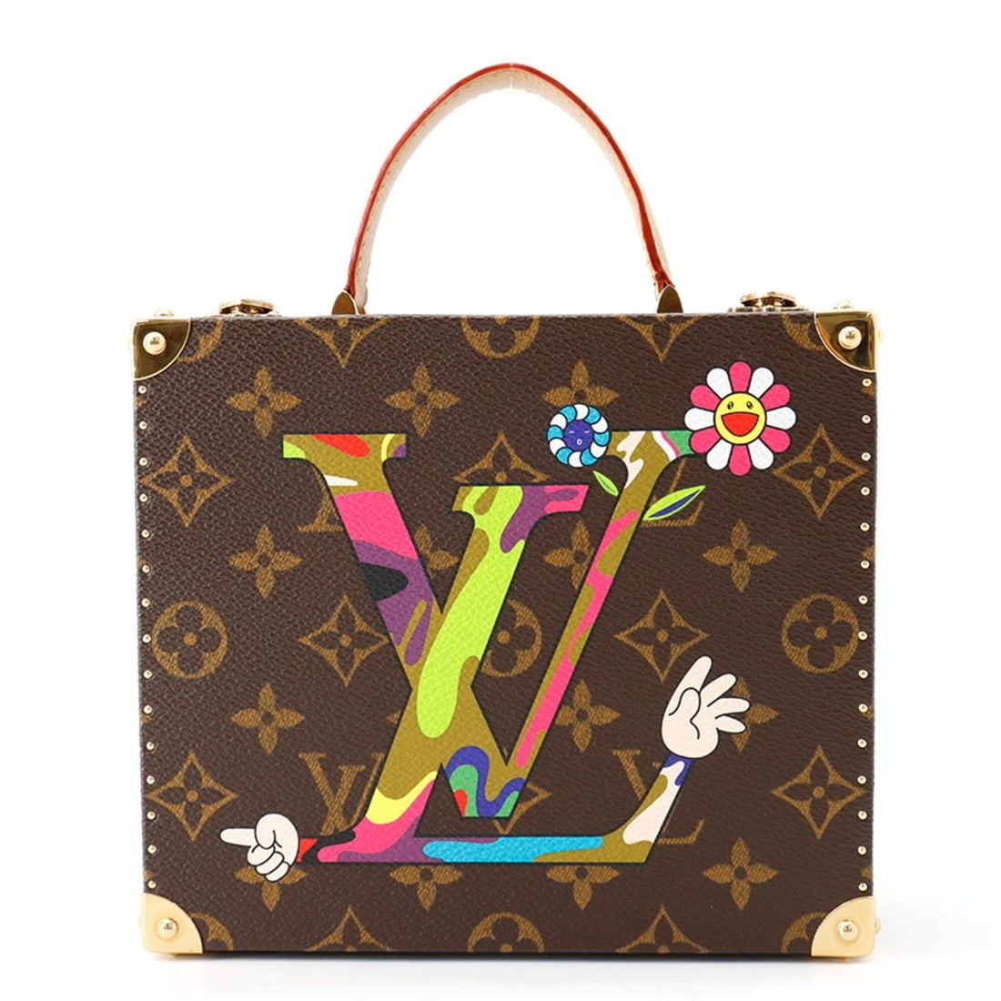 Louis Vuitton Monogram Caractère Case M92477 LOUIS VUITTON Takashi Murakami Collaboration: --- Catalog ---Category: SizeWeight: 650g / 1.43lb.Size (HxWxD): 16cm x 18.5cm x 7cm / 6.29'' x 7.28'' x 2.75''Category: DesignType: Jewelry caseColor: Brown, Multi-colorMaterial: MonogramCategory: Ge