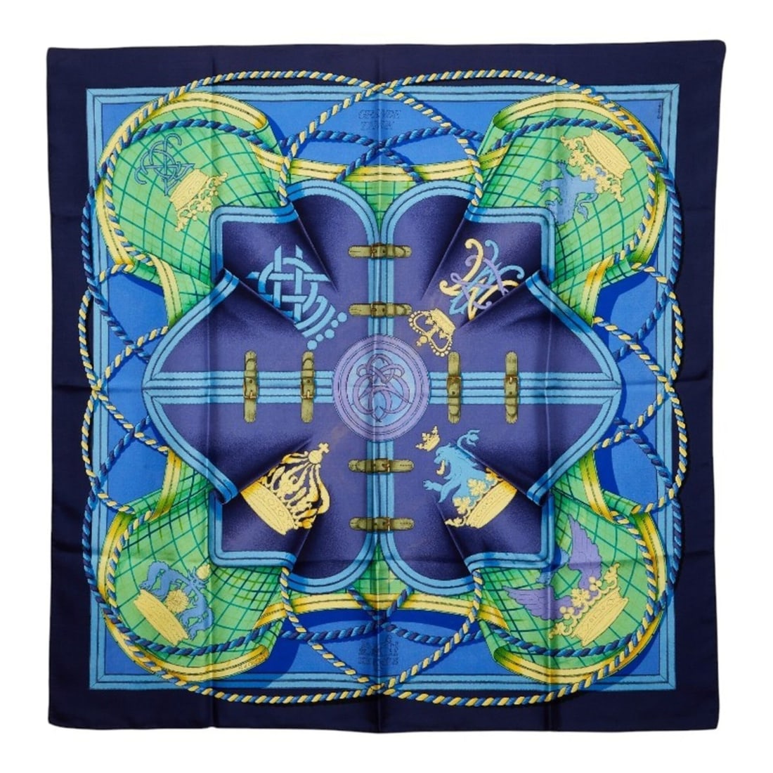 Hermes Carre 90 GRANDE TENUE Horse Ceremonial Scarf/Muffler, Blue Multicolor Silk, Women's (1 of 10)