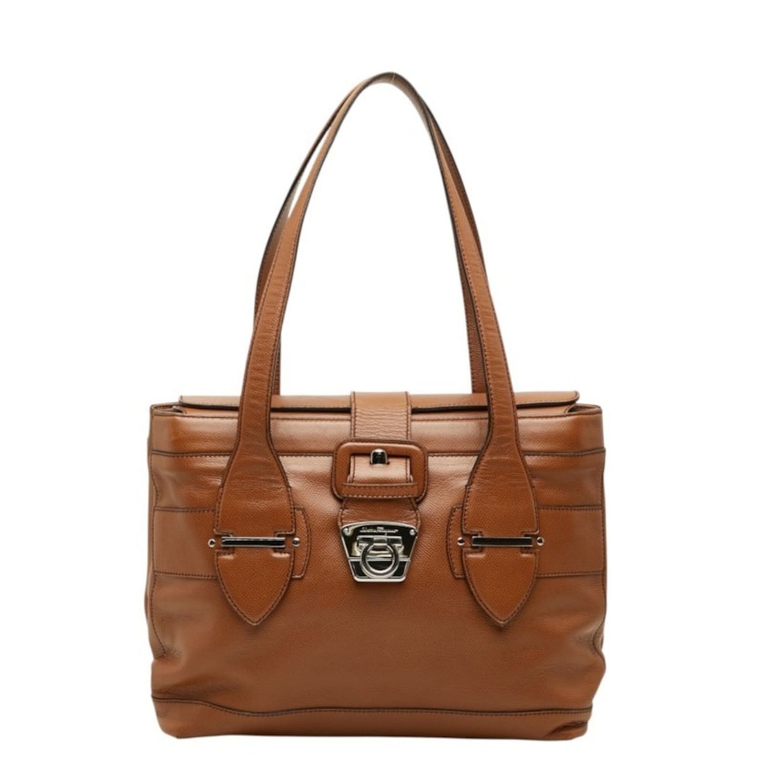Salvatore Ferragamo Gancini Tote Bag Shoulder BW-21 7880 Brown Leather Women's: --- Catalog ---Category: SizeSize (HxWxD): 23cm x 31cm x 14cm / 9.05'' x 12.2'' x 5.51''Category: DesignType: Shoulder bag, Tote bagColor: BrownGender: WomenMaterial: Leather Category: GeneralBrand: S