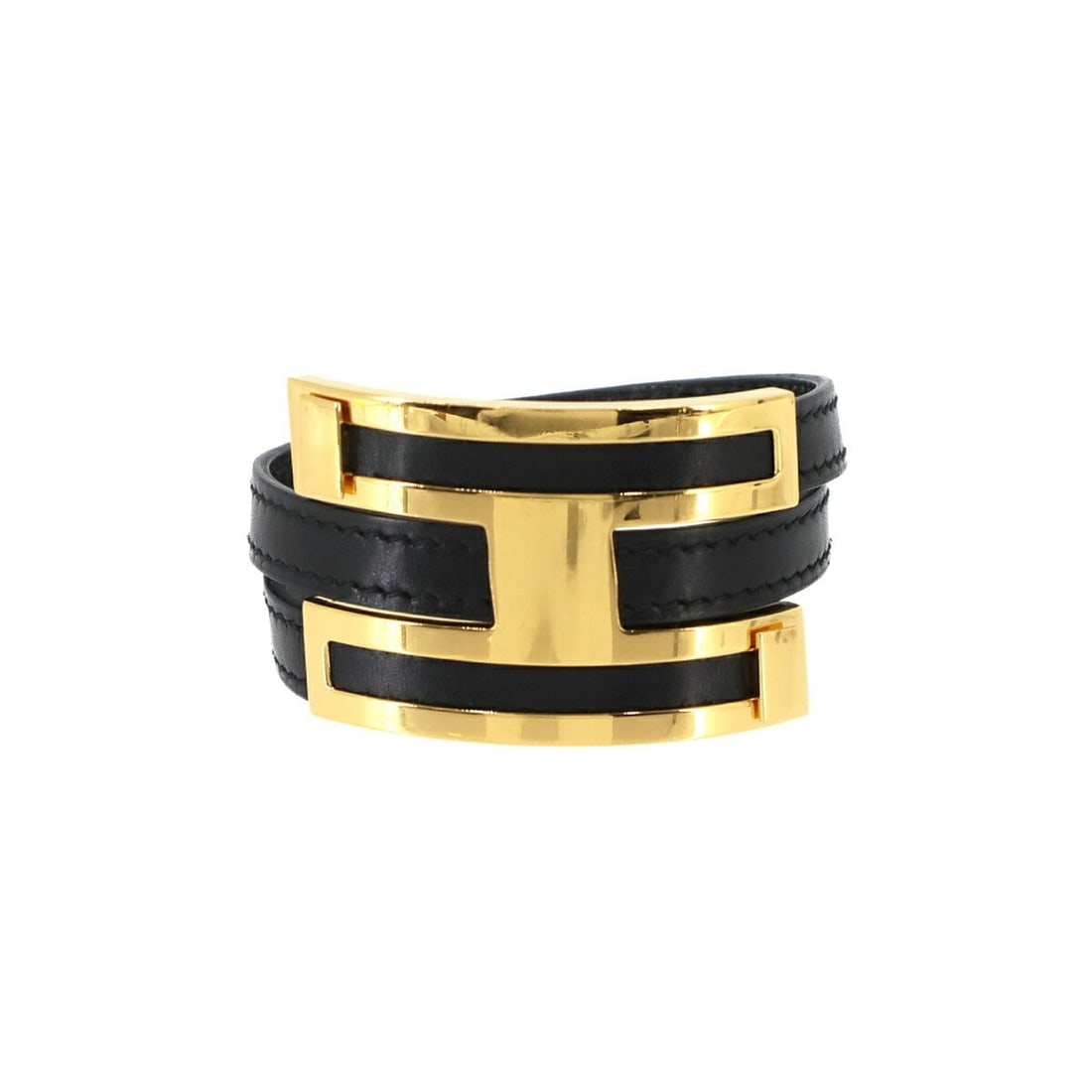 Hermes Pousse Bracelet, Box Calf Leather, Black with Gold Hardware: --- Catalog ---Category: SizeLength: 16.5cm / 6.49''Category: DesignType: Charm braceletColor: Black, GoldGender: WomenMaterial: Box calf leatherCategory: GeneralBrand: Hermes--- Item List ---Section: