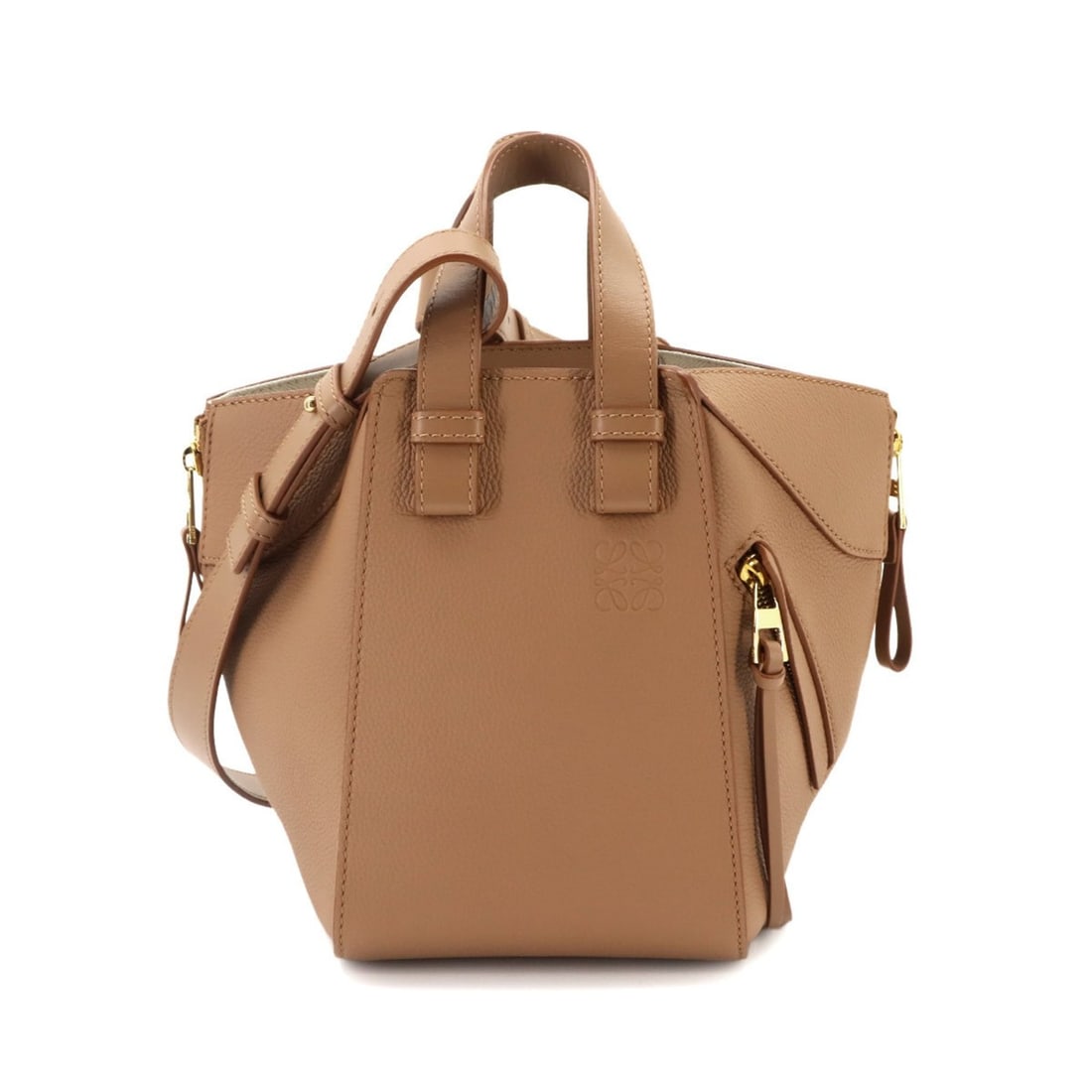 LOEWE Hammock Compact 2-way Handbag/Shoulder Bag, Leather, Brown, Gold Hardware (1 of 11)