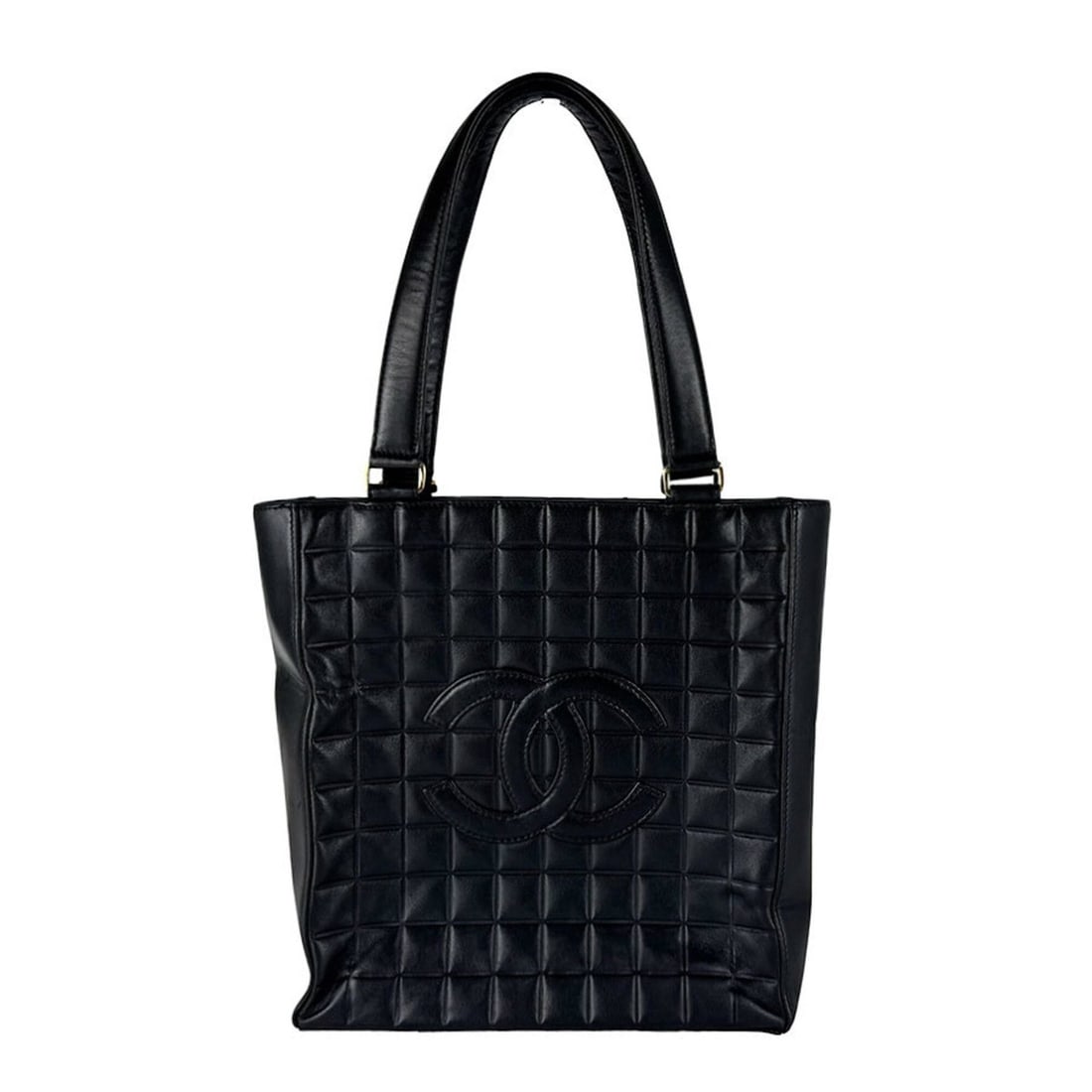 Chanel CHANEL Tote Bag Shoulder Chocolate Bar Leather Black Gold Women's z10744 (1 of 12)