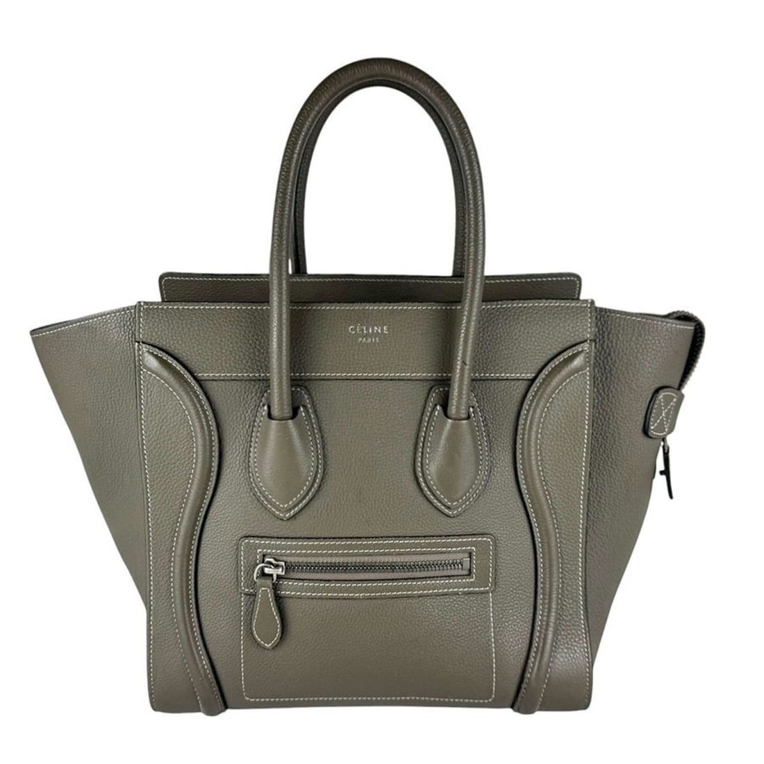 Celine Luggage Mini Shopper Leather Handbag, Greige, Women's, Z10725: --- Catalog ---Category: SizeSize (HxWxD): 25cm x 26.5cm x 13cm / 9.84'' x 10.43'' x 5.11''Category: DesignType: HandbagColor: GrayishGender: WomenMaterial: Leather Category: GeneralBrand: CelineCount