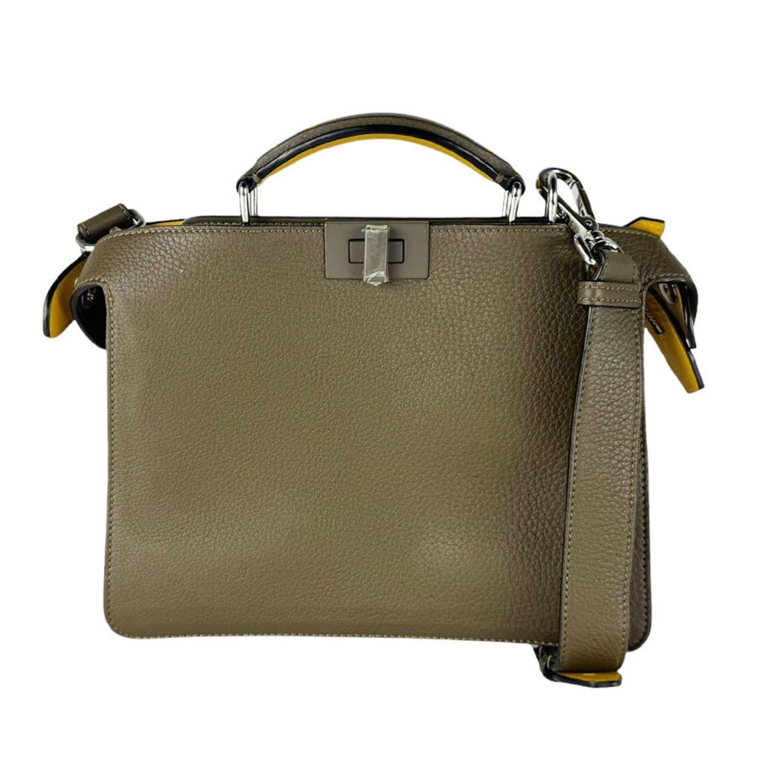 Fendi Peekaboo I.U. Shoulder Bag, Leather, Yellow/Khaki, Men's, 7VA530-AH8Z z10651: --- Catalog ---Category: SizeSize (HxWxD): 20cm x 25cm x 8cm / 7.87'' x 9.84'' x 3.14''Category: DesignType: Shoulder bagColor: Khaki, YellowGender: MenMaterial: Leather Category: GeneralMPN: 7VA530-A