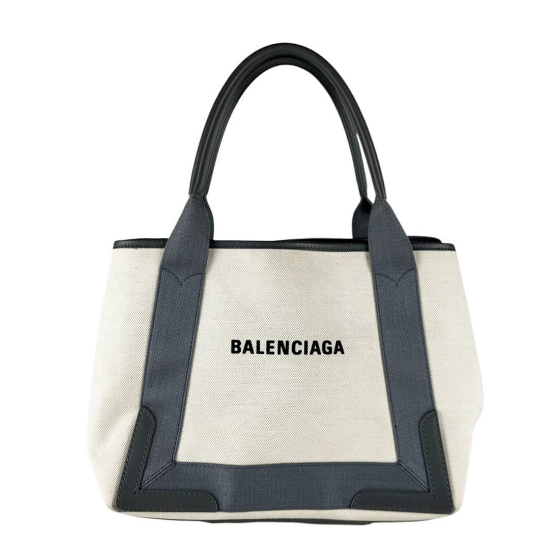Balenciaga handbag, Navy Cabas S, canvas and leather, gray ivory, women's, 339933 z10699 (1 of 14)