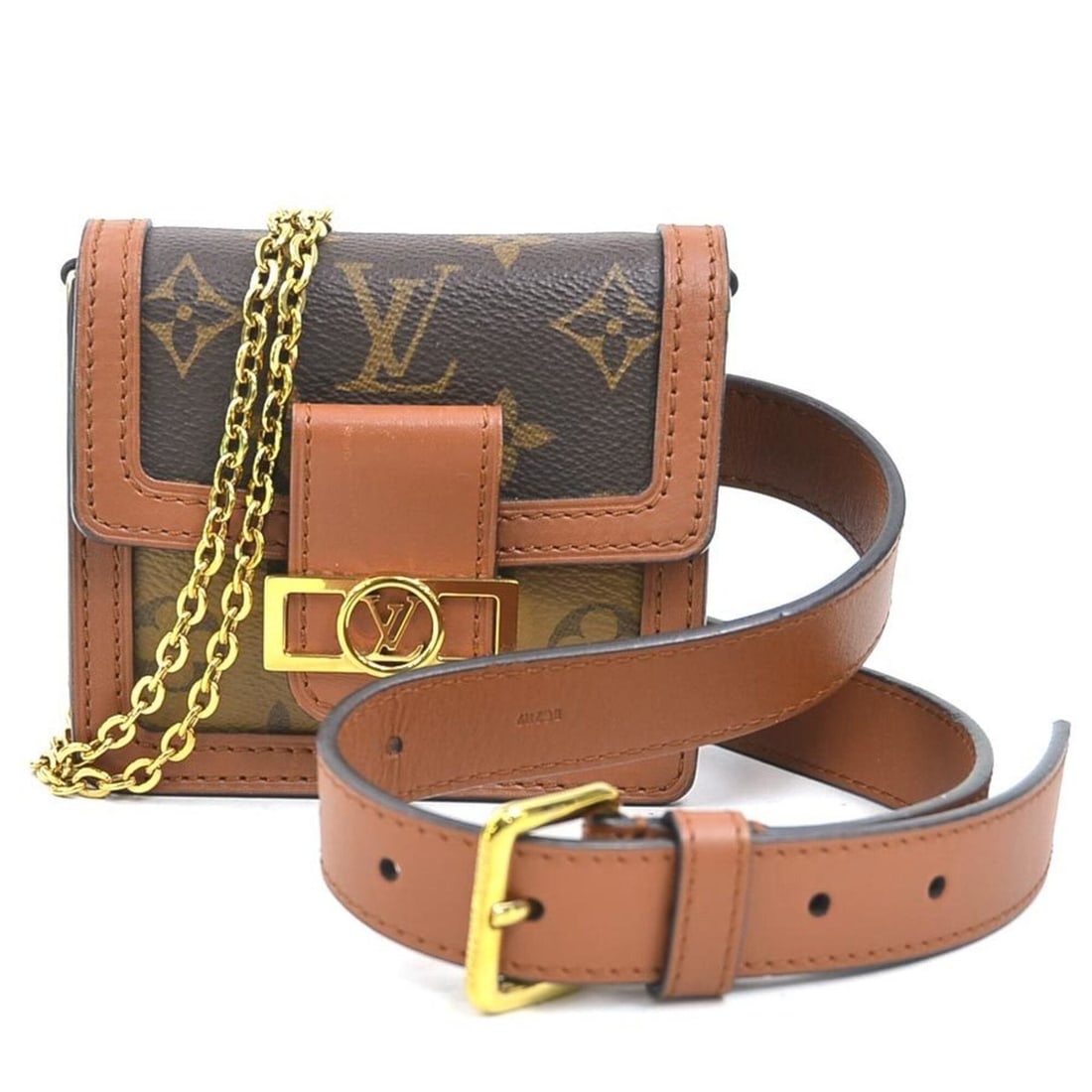 Louis Vuitton LOUIS VUITTON Shoulder Bag Waist Bum Dauphine BB Monogram Reverse Brown Women's 90278a (1 of 17)