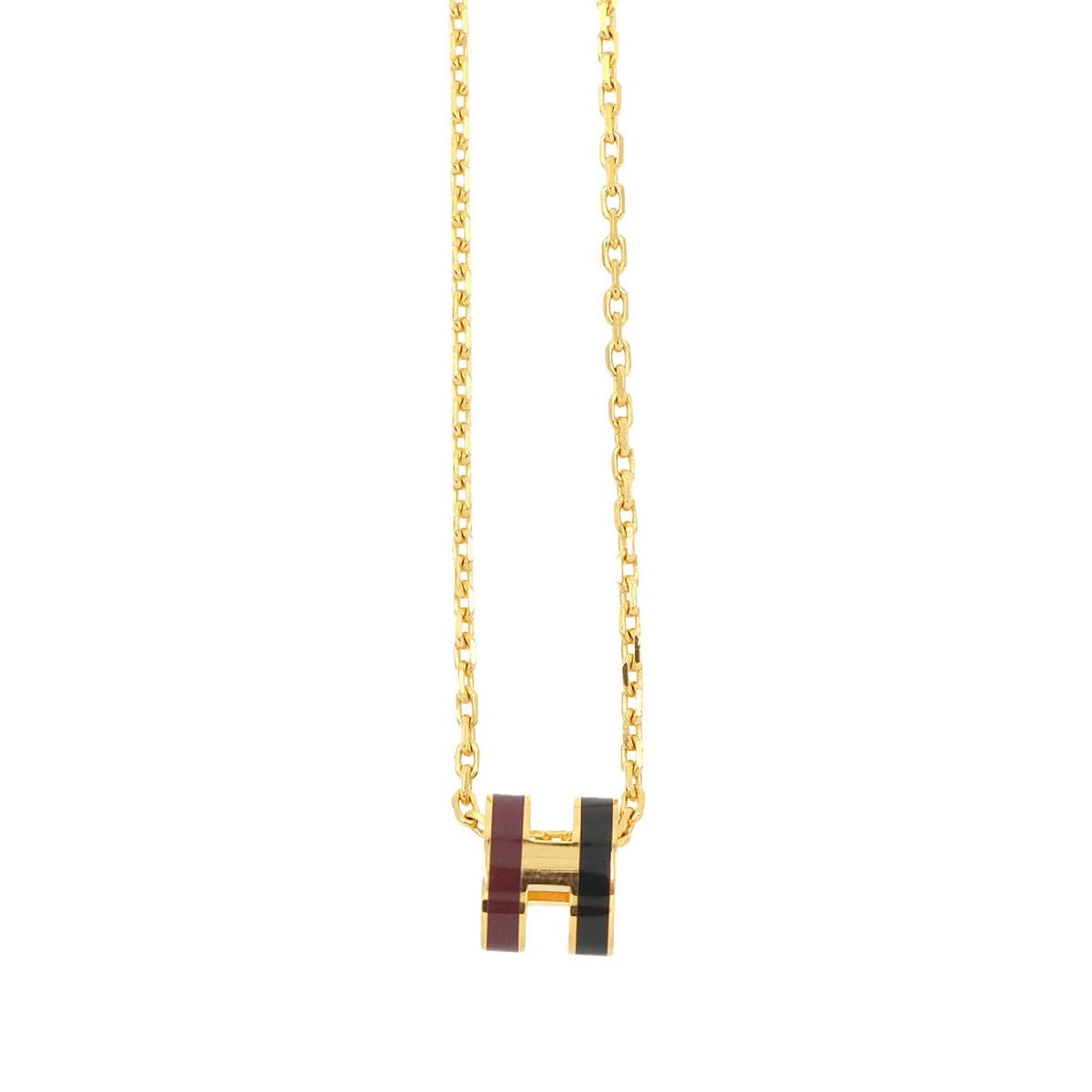 Hermes Mini Pop H Rocabar Necklace Gold Black Bordeaux: --- Catalog ---Category: SizePendant Size: 9mm x 7mm / 0.35'' x 0.27''Neck Circumference: 39.5 cm / 15.55''Category: DesignColor: Black, Bordeaux, GoldGender: WomenNecklace Type: NecklaceCategory: Gen