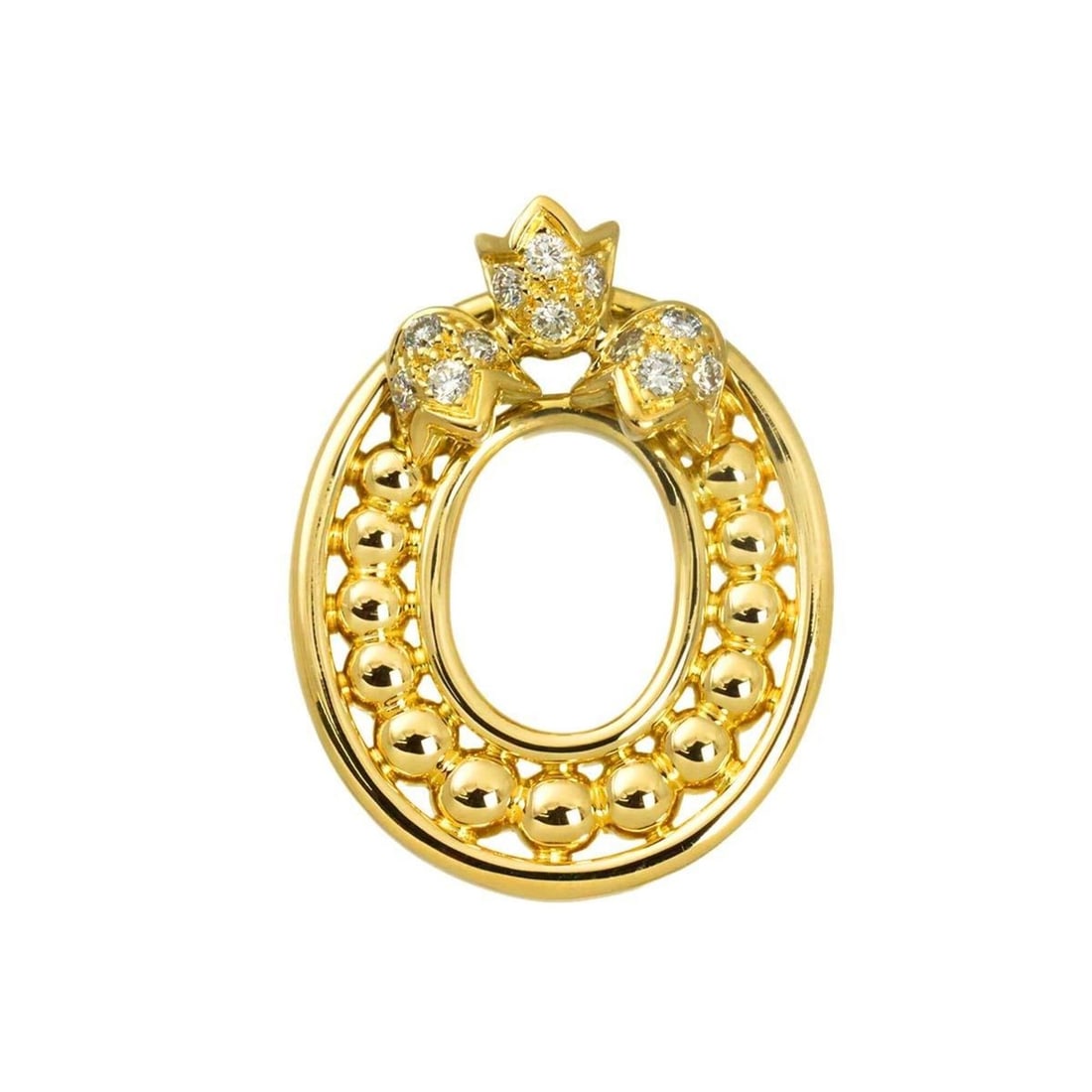Christian Dior Diamond Pendant Top, 18K Yellow Gold (750): --- Catalog ---Category: SizePendant Size: 26.4mm x 20.6mm / 1.03'' x 0.81''Category: DesignGender: WomenMaterial: Yellow gold (18K)Necklace Type: PendantCategory: GeneralBrand: Christian Dior--- Item