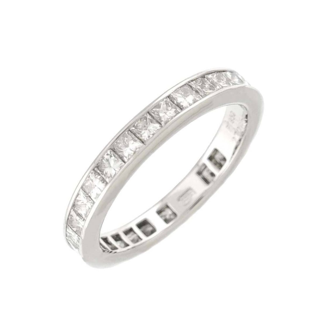 Harry Winston Princess Cut Channel Set Diamond Ring, Platinum (Pt): --- Catalog ---Category: SizeJP Size: 9US Size: 5Category: DesignType: Band ringGender: WomenMaterial: Platinum 950Category: GeneralBrand: Harry Winston--- Item List ---Section: ConditionRanking: Rank