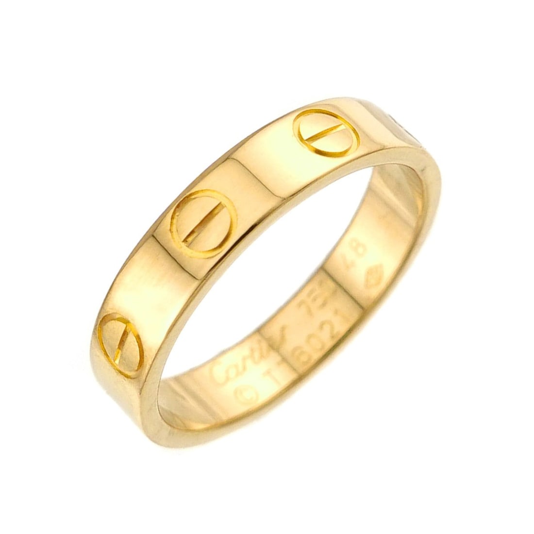 Cartier Mini Love Ring #48, 18K YG Yellow Gold 750.: --- Catalog ---Category: SizeUS Size: 4.5Brand Size: 48Category: DesignType: Band ringGender: WomenMaterial: Yellow gold (18K)Category: GeneralBrand: Cartier--- Item List ---Section: ConditionRanking: