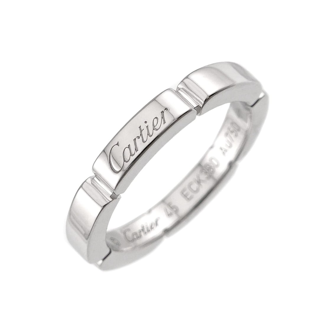 Cartier Maillon Panthère Ring #45, 18K White Gold (750): --- Catalog ---Category: SizeUS Size: 3.5Brand Size: 45Category: DesignType: Band ringGender: WomenMaterial: White gold (18K)Category: GeneralBrand: Cartier--- Item List ---Section: ConditionRanking: 