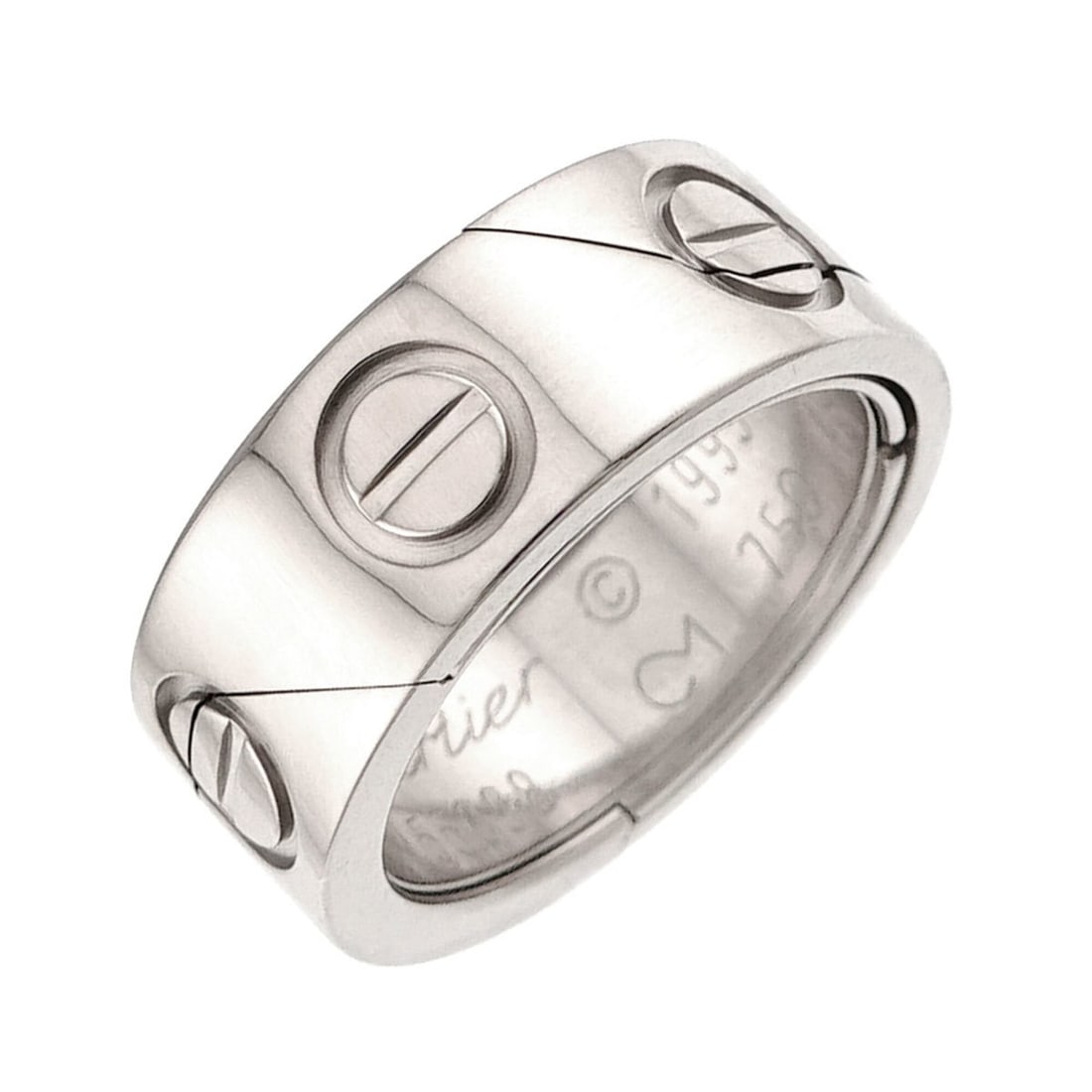 Cartier Astro Love Ring #48, 18K WG (White Gold 750): --- Catalog ---Category: SizeUS Size: 4.5Brand Size: 48Category: DesignType: Band ringGender: WomenMaterial: White gold (18K)Category: GeneralBrand: Cartier--- Item List ---Section: ConditionRanking: 