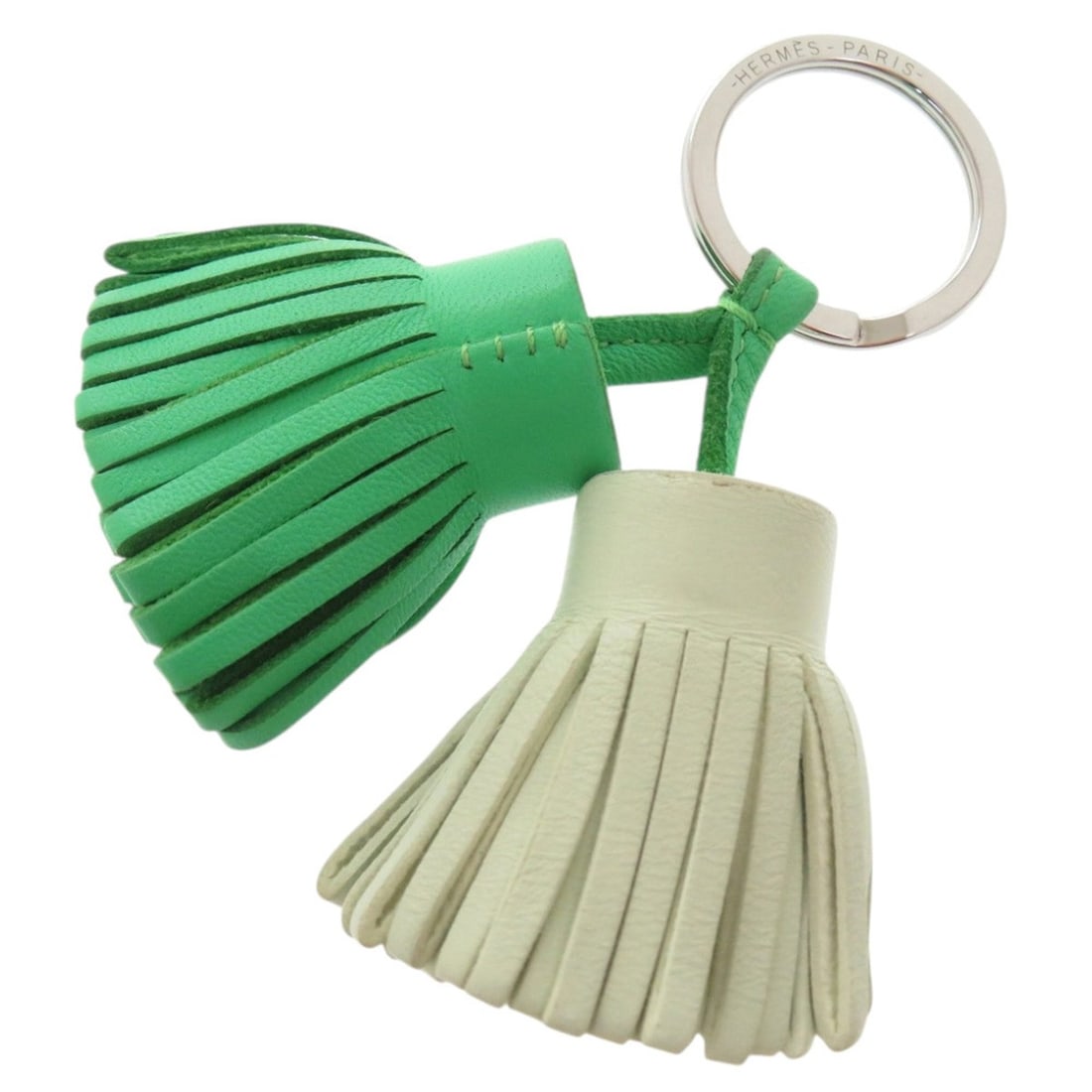 Excellent condition Hermes Carmen Unodos keychain, Agneau Milo Vert Yucca 0230, for women. (1 of 7)