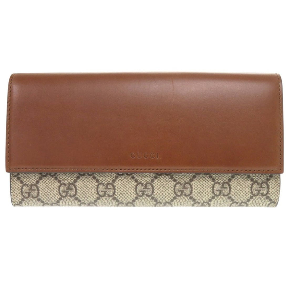 Gucci GG Supreme Leather 410105 Brown Beige Long Wallet 0481GUCCI: --- Catalog ---Category: SizeSize (HxWxD): 10.5cm x 20.5cm x 2.5cm / 4.13'' x 8.07'' x 0.98''Category: DesignType: Long wallet (bi-fold)Color: Beige, BrownGender: WomenMaterial: GG Supreme , Leather C