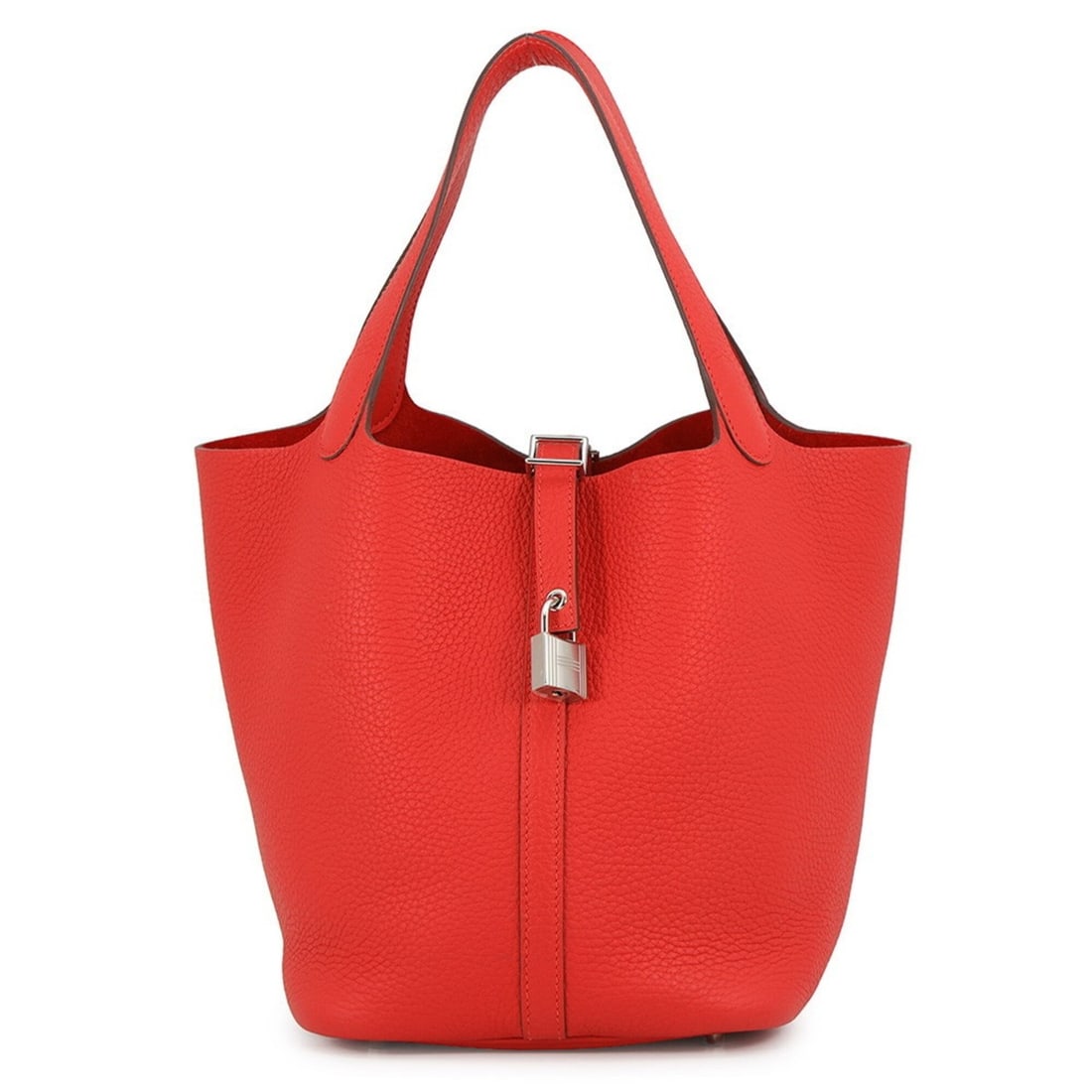 Hermes Picotin Lock MM handbag, Rouge Tomato, Taurillon Clemence leather, K stamp, HERMES tote bag, (1 of 16)
