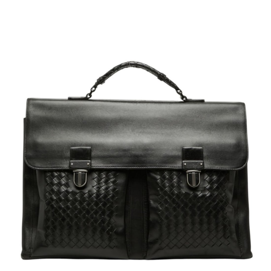 Bottega Veneta Intrecciato Briefcase Business Bag 155172 Black Leather Men's BOTTEGAVENETA: --- Catalog ---Category: SizeSize (HxWxD): 33cm x 42cm x 11cm / 12.99'' x 16.53'' x 4.33''Category: DesignType: BriefcaseColor: BlackGender: MenMaterial: Leather Category: GeneralMPN: 155172Brand: Bot