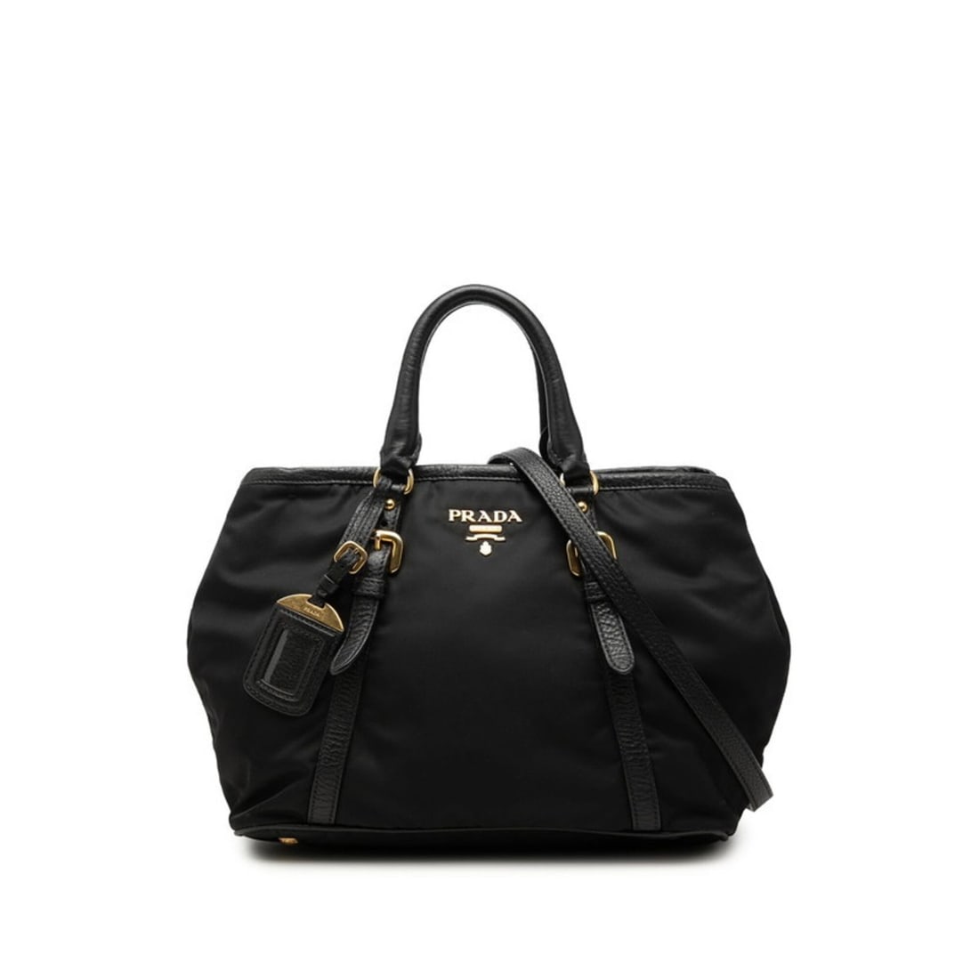 Prada Logo Handbag 2-Way Shoulder Bag Black Nylon Leather Women's PRADA: --- Catalog ---Category: SizeSize (HxWxD): 22.5cm x 29cm x 17cm / 8.85'' x 11.41'' x 6.69''Category: DesignType: Handbag, Shoulder bagColor: BlackGender: WomenMaterial: Nylon , Leather Category: Gener