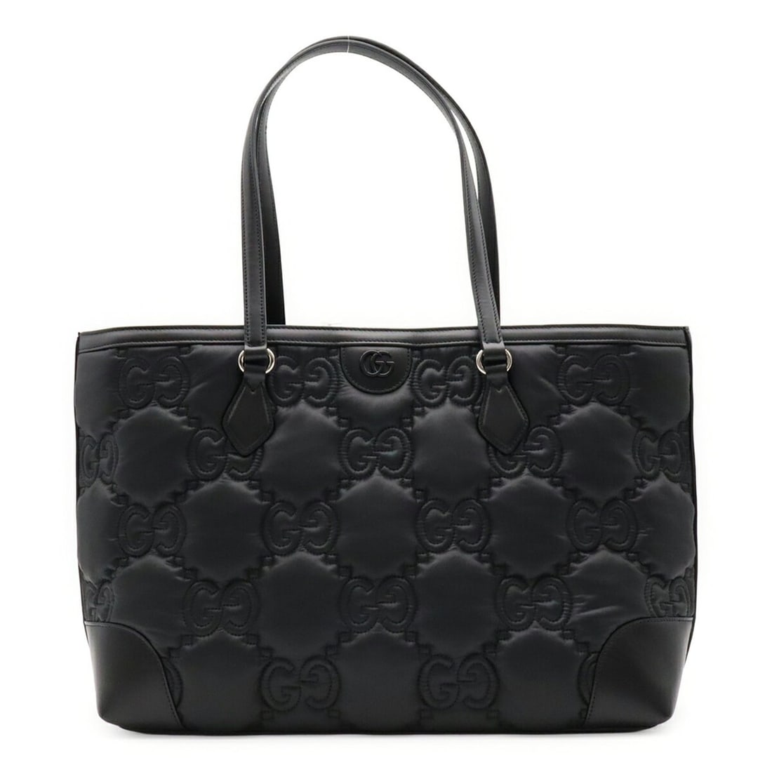 GUCCI GG Matelassé Tote Bag, Large Tote, Shoulder Nylon and Leather, Black, 631685 (1 of 9)