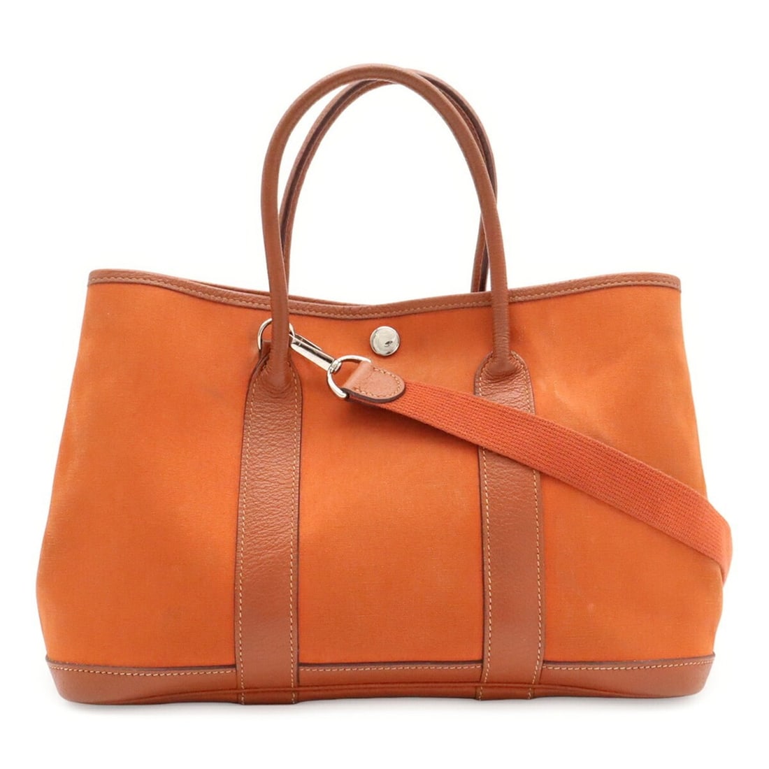 HERMES Garden TPM Tote Bag, Handbag, Shoulder Toile Officier Buffle, Orange, ?I Stamp: --- Catalog ---Category: SizeSize (HxWxD): 20.5cm x 30cm x 13.5cm / 8.07'' x 11.81'' x 5.31''Category: DesignType: Handbag, Shoulder bag, Tote bagColor: OrangeGender: WomenMaterial: Toile officier Cat