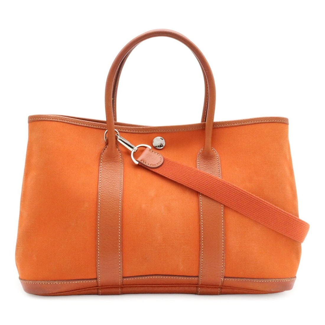 HERMES Garden TPM Tote Bag, Handbag, Shoulder Toile Officier Buffle, Orange, ?I Stamp: --- Catalog ---Category: SizeSize (HxWxD): 21cm x 30cm x 13.5cm / 8.26'' x 11.81'' x 5.31''Category: DesignType: Handbag, Shoulder bag, Tote bagColor: OrangeGender: WomenMaterial: Toile officier Categ