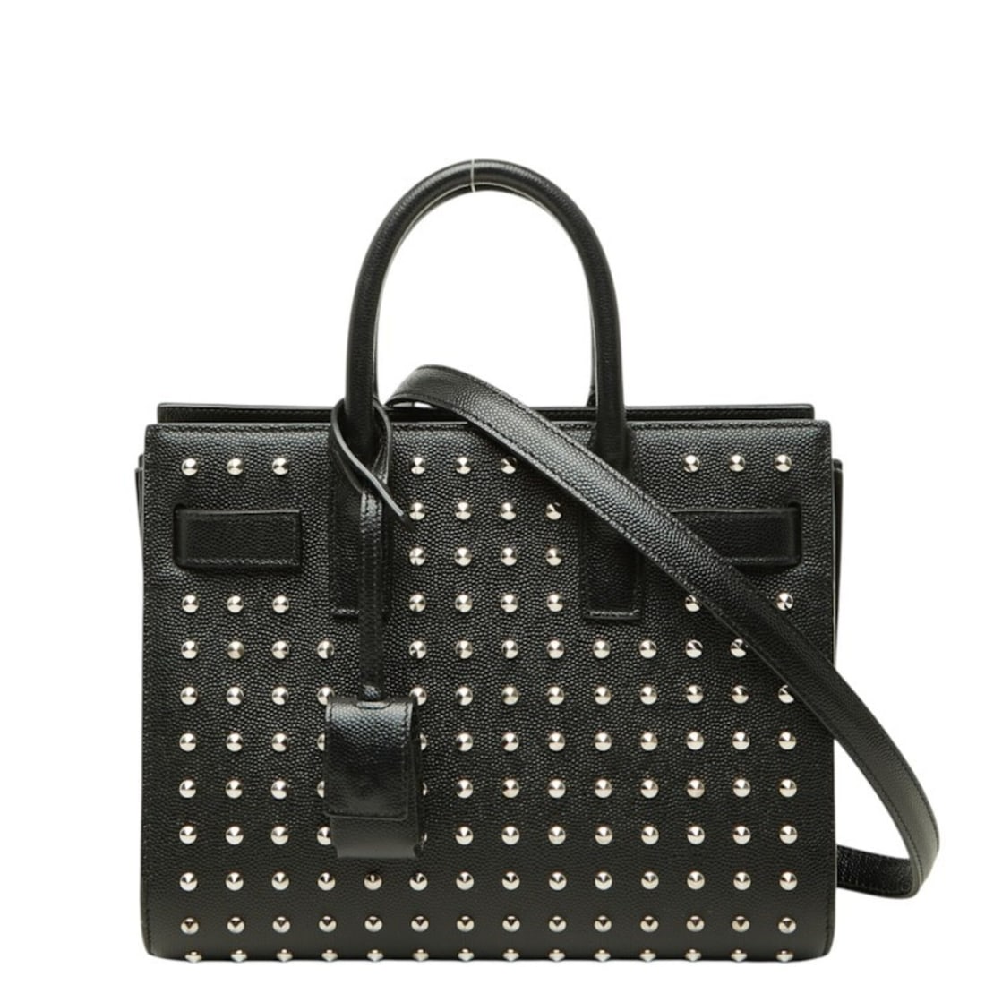 Saint Laurent Sac de Jour Nano Studded Handbag/Shoulder Bag, 2-Way, Black Leather, Women's.: --- Catalog ---Category: SizeSize (HxWxD): 17cm x 22cm x 10.5cm / 6.69'' x 8.66'' x 4.13''Category: DesignType: Handbag, Shoulder bagColor: BlackGender: WomenMaterial: Leather Category: GeneralBrand: 