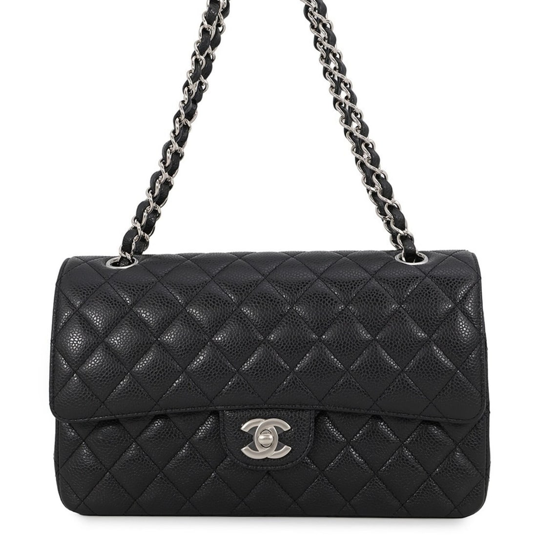Chanel Chain Shoulder Bag Matelassé 25 Coco Mark Double Caviar Skin A01112 CHANEL Black Handbag (1 of 20)
