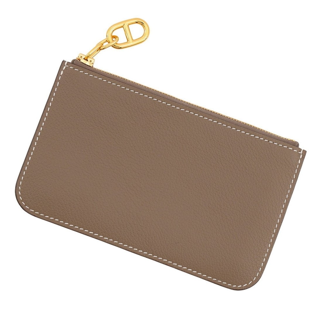 Hermes business card holder/card case, Zip Ango Chaine d'Ancre, Etoupe Evercolor, K stamp, wallet,: --- Catalog ---Category: DesignType: Business card caseColor: Etoupe grayGender: WomenClosure: ZipperCategory: GeneralBrand: HermesCountry of Origin: FranceCategory: Physical PropertiesSize (HxWxD): 8