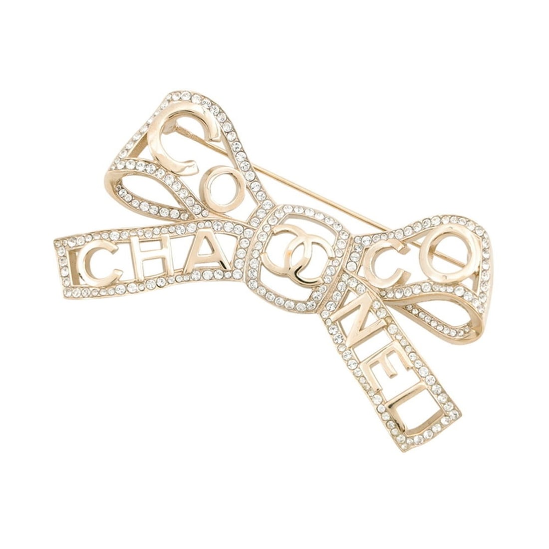 Chanel Brooch Ribbon Coco Mark Rhinestone B20 P AB4804 CHANEL BROACH (1 of 20)