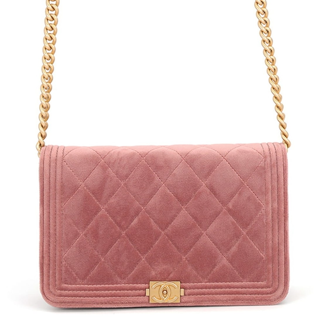 Chanel wallet chain Boy velvet CHANEL WALLET: --- Catalog ---Category: SizeSize (HxWxD): 12.5cm x 19cm / 4.92'' x 7.48''Category: DesignType: Chain/Shoulder walletColor: PinkGender: WomenClosure: FlapMaterial: Velvet Category: GeneralLine: Boy Ch
