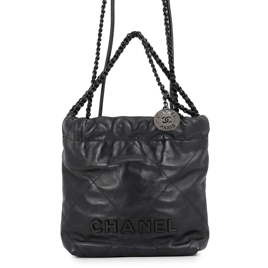 Chanel handbag CHANEL22 Mini Coco Mark Shiny Calfskin AS3980 CHANEL 2-way shoulder bag Black for: --- Catalog ---Category: SizeWeight: 460g / 1.01lb.Size (HxWxD): 20cm x 17cm x 6cm / 7.87'' x 6.69'' x 2.36''Strap Length: 118cm / 46.45''Category: DesignType: HandbagColor: BlackGender: WomenCategory