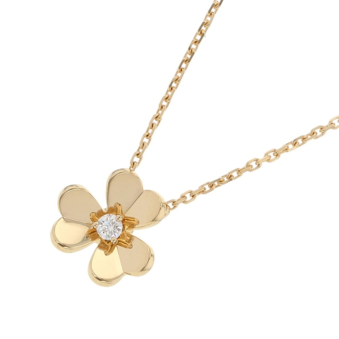 Van Cleef & Arpels Frivole Pendant Mini Necklace, 1 Diamond (0.05ct), 18K Yellow Gold (VCARP0J100): --- Catalog ---Category: SizeWeight: 3.1g / 0.1oz.Pendant Size: 10.1mm x 11.1mm / 0.39'' x 0.43''Neck Circumference: 38 cm - 40 cm / 14.96'' - 15.74''Category: DesignStone: DiamondGender: WomenClarity
