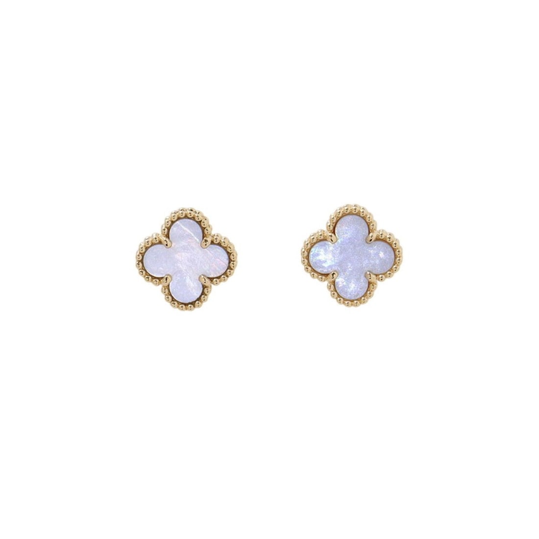 Van Cleef & Arpels Sweet Alhambra Earrings, Mother of Pearl, 18K Yellow Gold (VCARA44800): --- Catalog ---Category: SizeWeight: 2.7g / 0.09oz.Size (HxWxD): 9.30mm x 9.30mm / 0.37'' x 0.37''Category: DesignType: Stud earringsGender: WomenMaterial: Yellow gold (18K)Category: GeneralLine: Swee