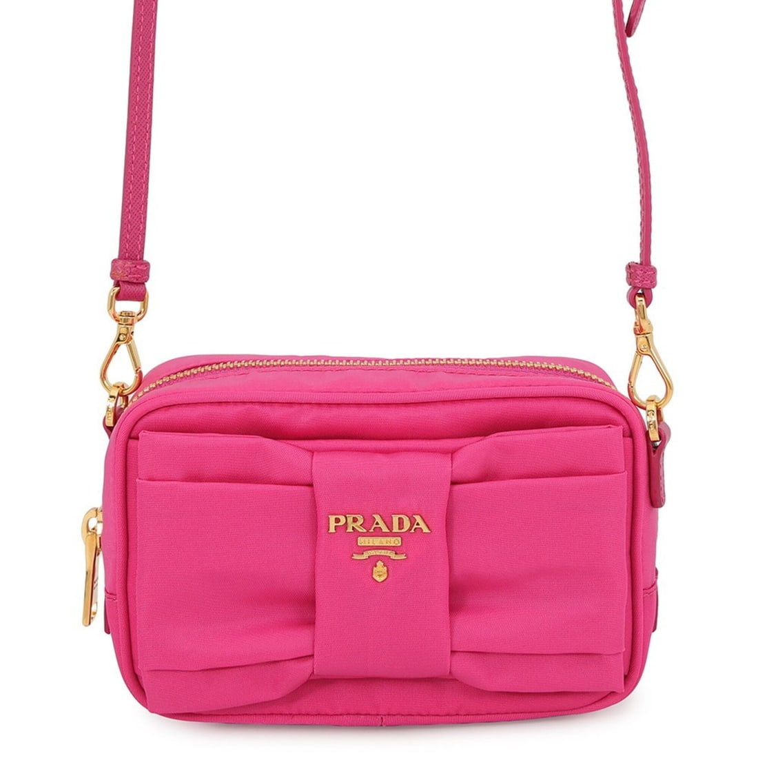 Prada Shoulder Bag Ribbon Nylon Leather 1N1727 PRADA Handbag: --- Catalog ---Category: SizeSize (HxWxD): 9.5cm x 15cm x 5cm / 3.74'' x 5.9'' x 1.96''Category: DesignType: Shoulder bagColor: PinkGender: WomenMaterial: Nylon , Leather Category: GeneralBrand: Prada