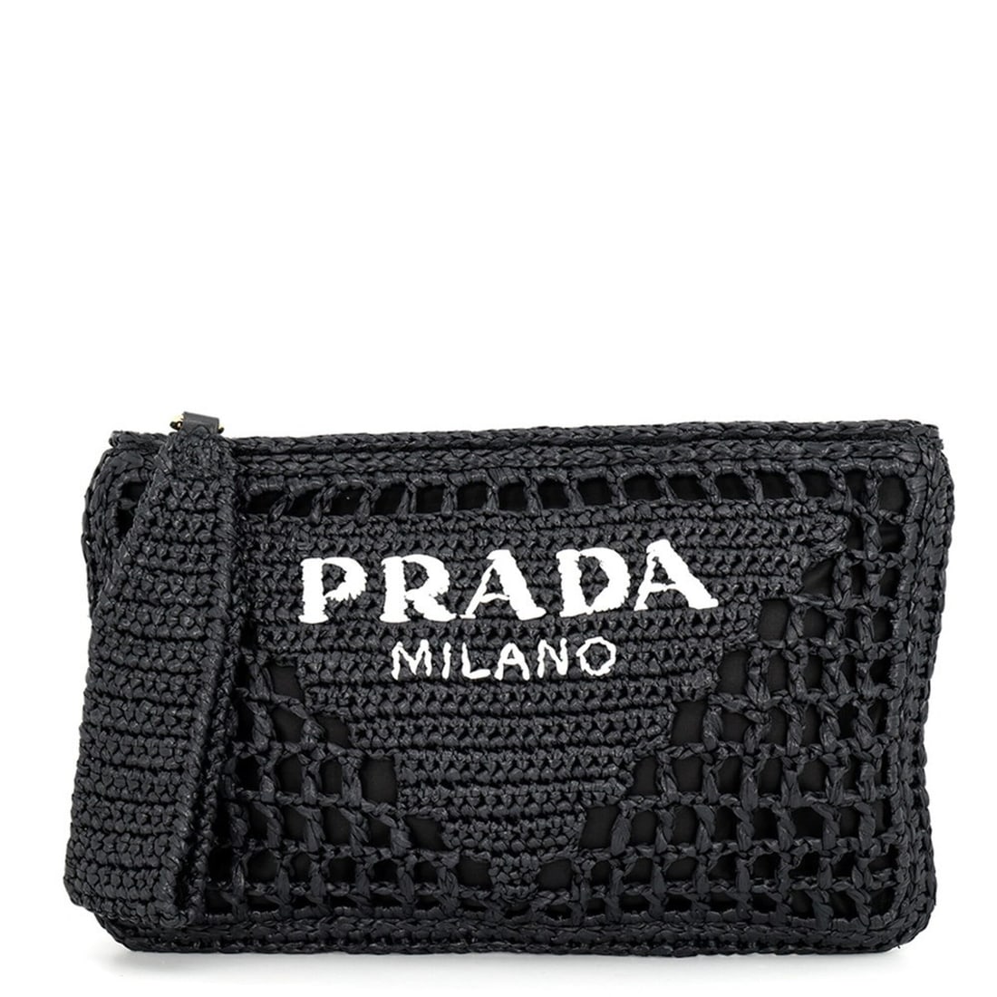 Prada clutch bag, raffia, 1BF129.2A2T, black, handbag, PRADA: --- Catalog ---Category: SizeSize (HxWxD): 21cm x 32cm x 1cm / 8.26'' x 12.59'' x 0.39''Category: DesignType: Clutch bagColor: BlackGender: Men,WomenMaterial: Raffia Category: GeneralBrand: PradaCount