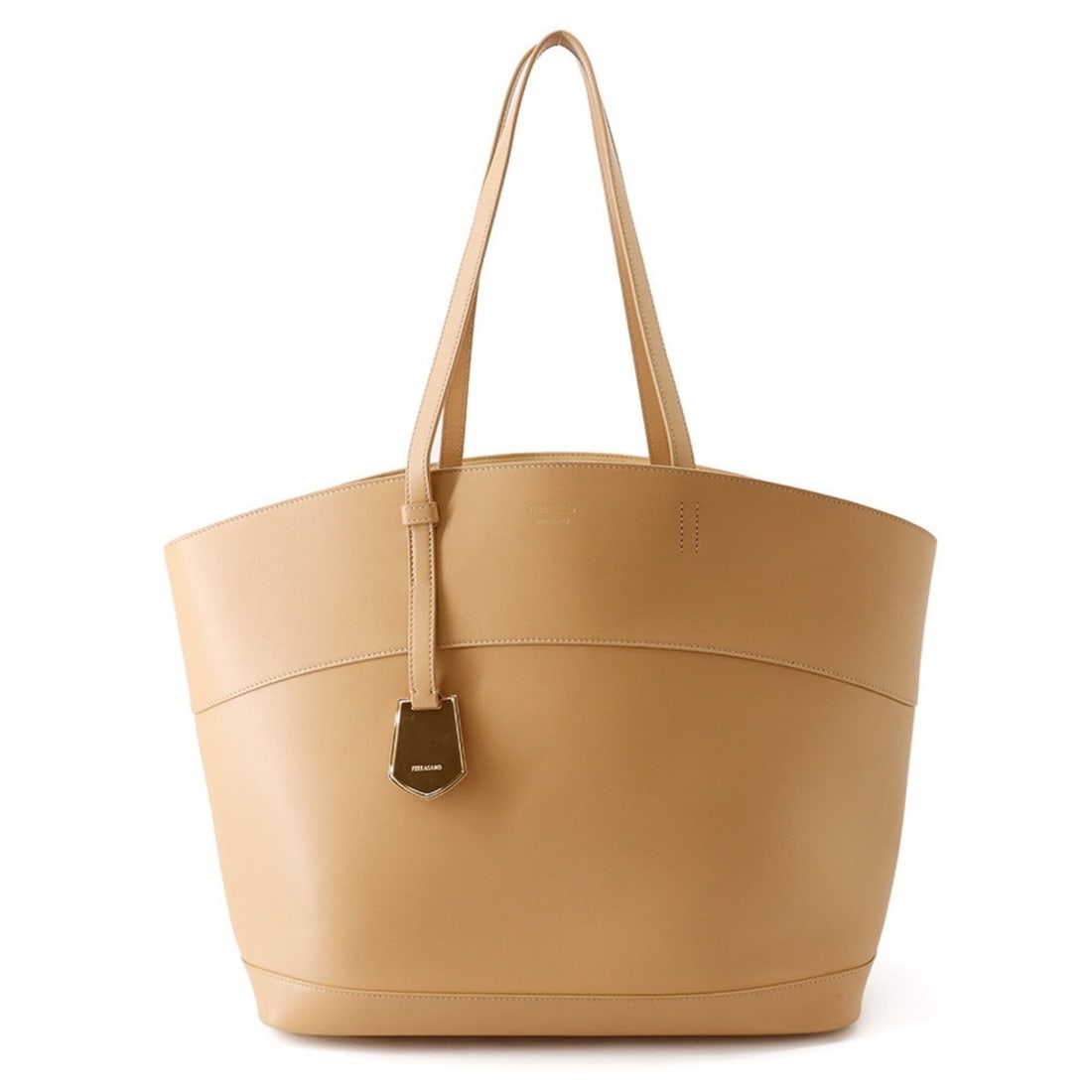Salvatore Ferragamo Charming Tote XL Calf Leather Bag 216999 Handbag: --- Catalog ---Category: SizeSize (HxWxD): 33.5cm x 36cm x 16cm / 13.18'' x 14.17'' x 6.29''Category: DesignType: Tote bagColor: Light camelGender: WomenMaterial: Leather Category: GeneralBrand: Salva