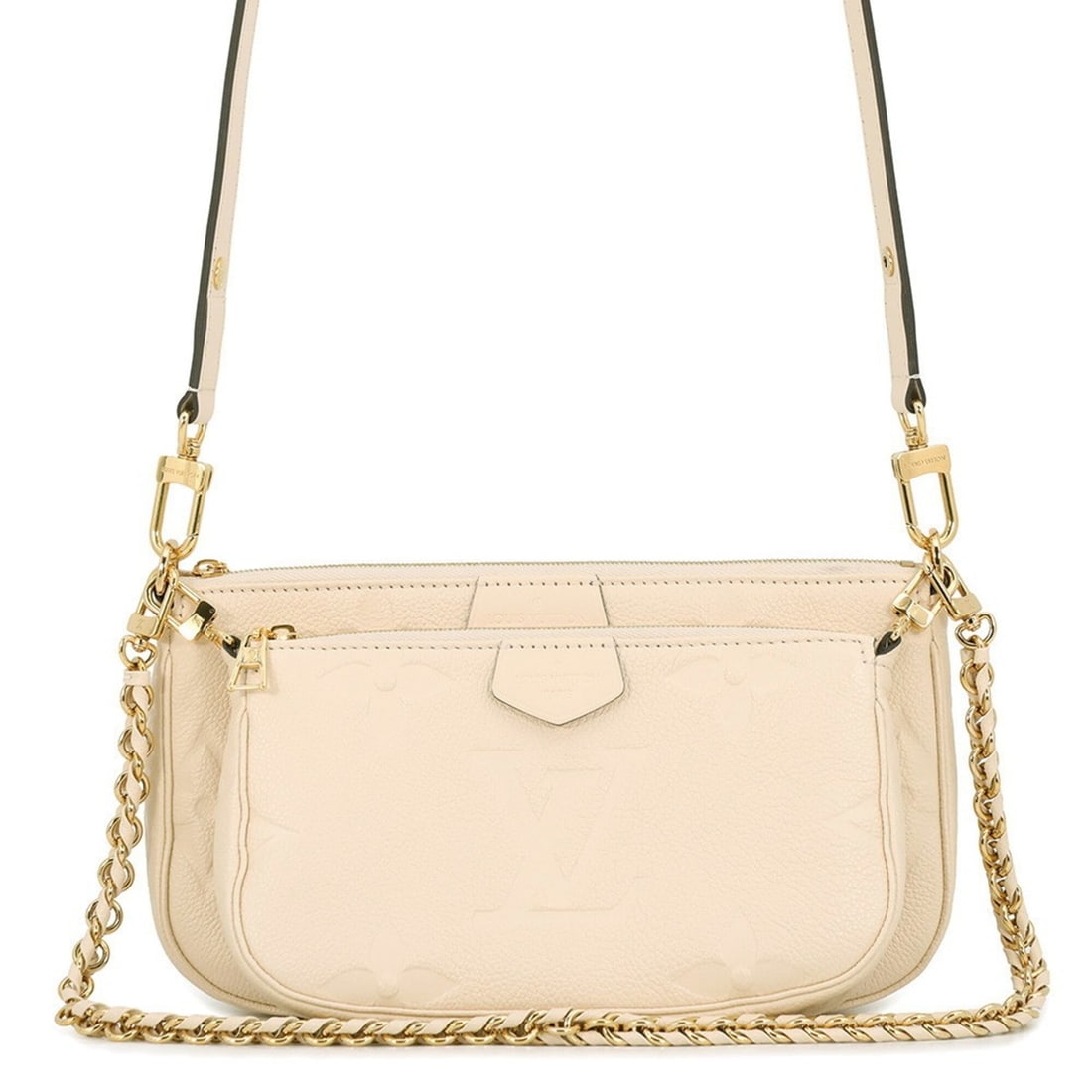 Louis Vuitton Shoulder Bag Monogram Empreinte Multi Pochette Accessoires M46568 LOUIS VUITTON: --- Catalog ---Category: SizeSize (HxWxD): 13.5cm x 24cm x 4cm / 5.31'' x 9.44'' x 1.57''Category: DesignType: Pochette, Shoulder bagColor: CreamGender: WomenMaterial: Monogram Empreinte Category: Gen