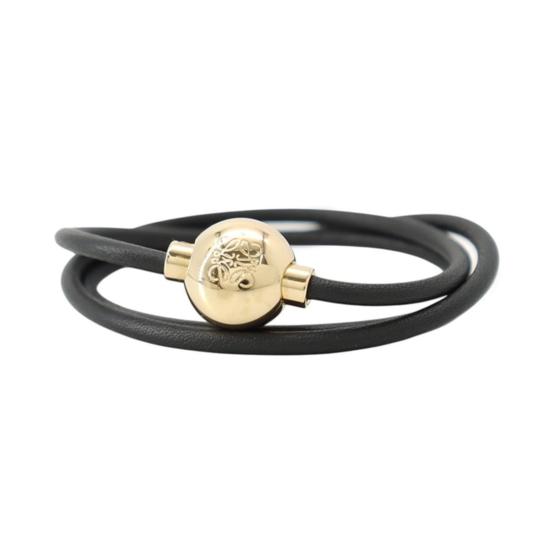 Loewe Pebble Leather Bracelet, Size M, JJ07240X01, Black, Loewe, LOEWE BRACELET: --- Catalog ---Category: SizeLength: 16cm / 6.29''Category: DesignType: Charm braceletColor: BlackGender: Women,MenMaterial: Gold plating, LeatherCategory: GeneralBrand: Loewe--- Item List ---Section: