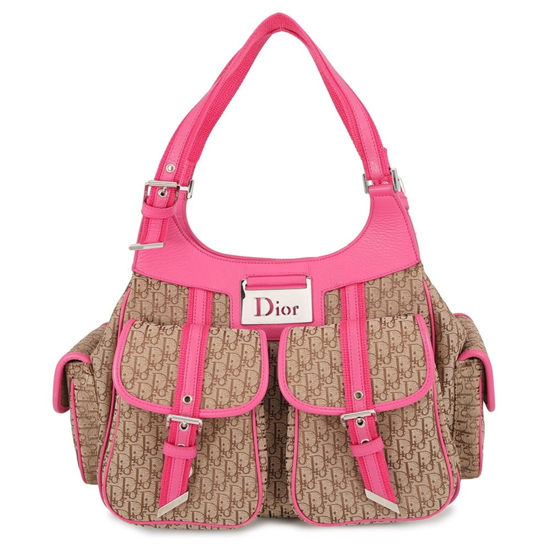 Christian Dior handbag, Trotter tote bag, canvas and leather. handbag for women. handbag.: --- Catalog ---Category: SizeSize (HxWxD): 23cm x 30cm x 14cm / 9.05'' x 11.81'' x 5.51''Category: DesignType: Handbag, Tote bagColor: Brown, PinkGender: WomenMaterial: Canvas , Leather Category: Gene