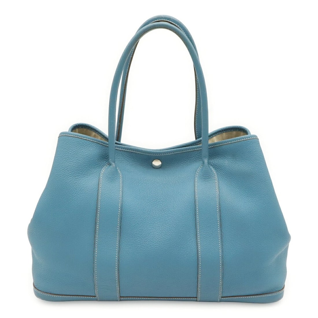 HERMES Garden PM Tote Bag, Handbag, Shoulder Negonda Leather, Blue Jean (Light Blue), ?P Stamp (1 of 20)