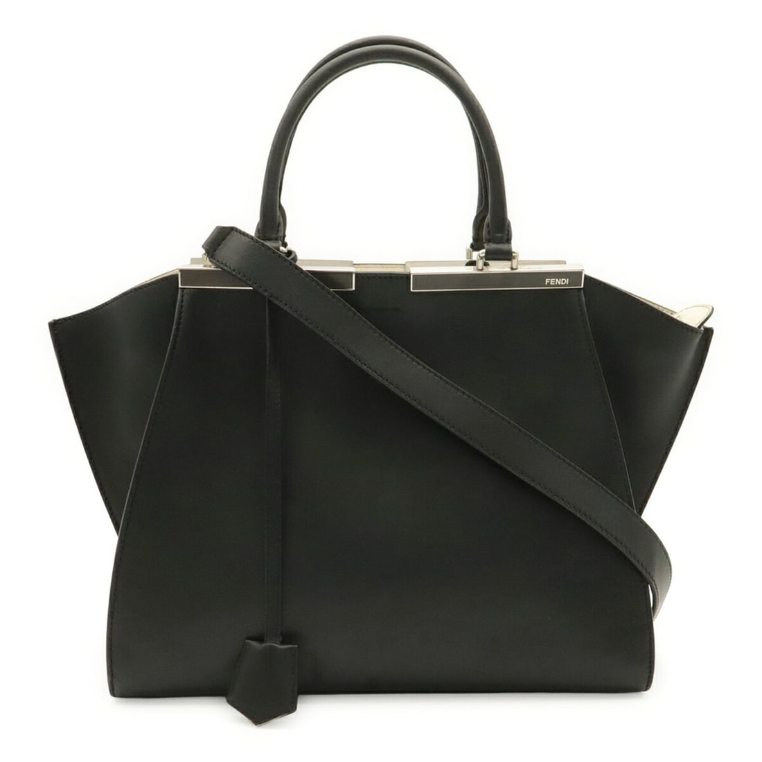 FENDI Trois Jours handbag/shoulder bag, leather, black, 8BH279: --- Catalog ---Category: SizeSize (HxWxD): 25cm x 41cm x 13.5cm / 9.84'' x 16.14'' x 5.31''Category: DesignType: Handbag, Shoulder bagColor: BlackGender: WomenMaterial: Leather Category: GeneralMPN: 8
