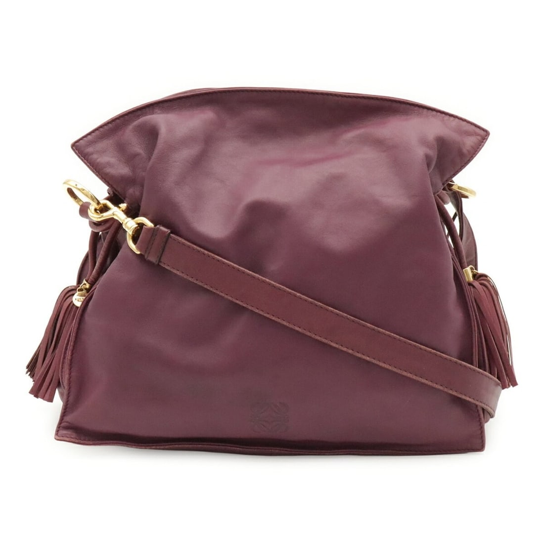 LOEWE Flamenco Shoulder Bag, Pouch Style, Tassel, Nappa Leather, Purple: --- Catalog ---Category: SizeSize (HxWxD): 28cm x 28cm x 10cm / 11.02'' x 11.02'' x 3.93''Category: DesignType: Pochette, Shoulder bagColor: PurpleGender: WomenMaterial: Leather Category: GeneralBrand