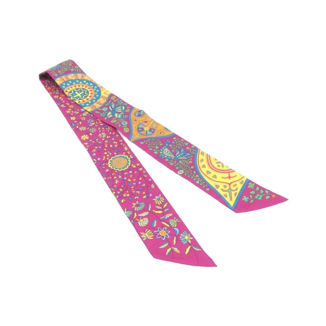 Hermes L'ARBRE DE VIE Twilly Scarf Muffler: --- Catalog ---Category: SizeSize (LxW): 5cm x 86cm / 1.96'' x 33.85''Category: DesignType: ScarfColor: Multi-color, VioletGender: Men,WomenMaterial: Silk Category: GeneralBrand: Hermes--- Item List -