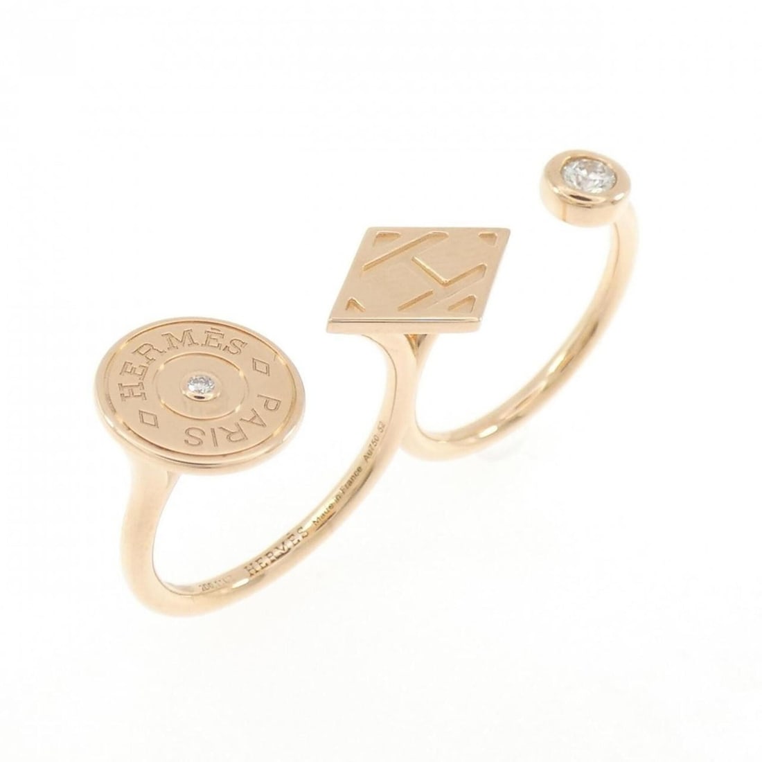 Hermes Diamond Ring 0.11CT: --- Catalog ---Category: SizeJP Size: 11US Size: 6Category: DesignType: Band ringColor: Pink goldGender: WomenMaterial: Pink gold (18K)Weight (ct.): 0.11Category: GeneralBrand: Hermes--- Item List