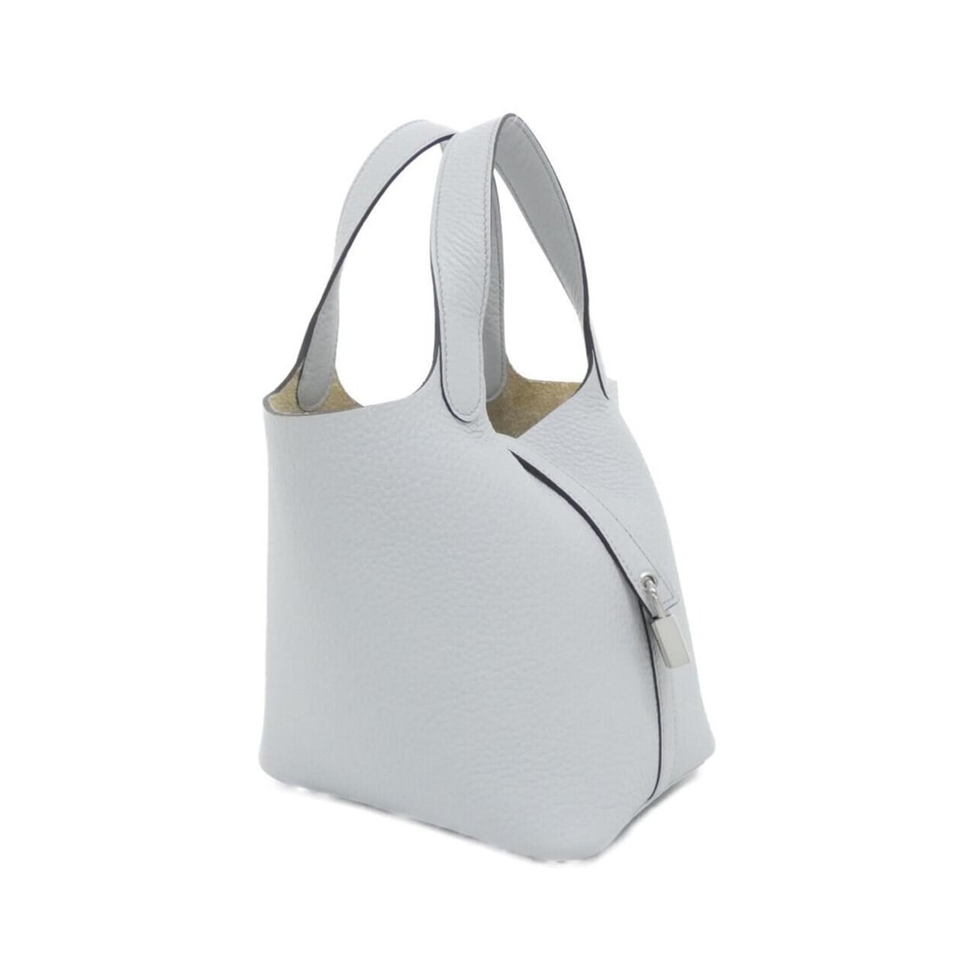 Hermes Picotin Lock PM 056289CK Handbag: --- Catalog ---Category: SizeSize (HxWxD): 19cm x 18cm x 14cm / 7.48'' x 7.08'' x 5.51''Category: DesignType: HandbagColor: Blue, Light blue grayGender: MenMaterial: Taurillon clemence leather