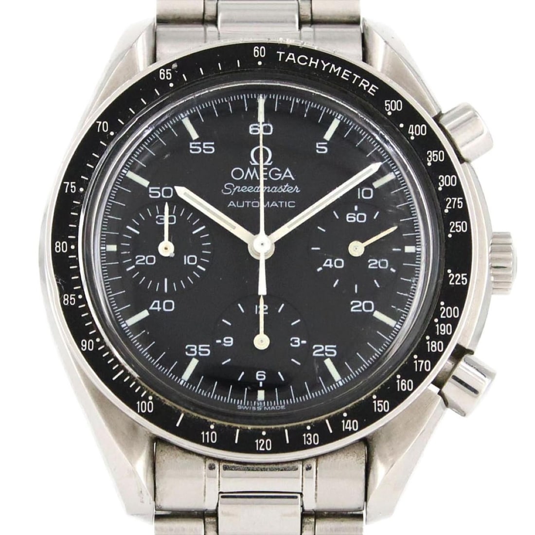 Omega Speedmaster 3510.50 SS Automatic Watch: --- Catalog ---Category: SizeWrist Size: 18cm / 7.08''Case Diameter: 39mm / 1.54''Category: DesignType: WristwatchGender: MenColor (Dial): BlackMaterial (Band): Stainless steelMaterial (Case):