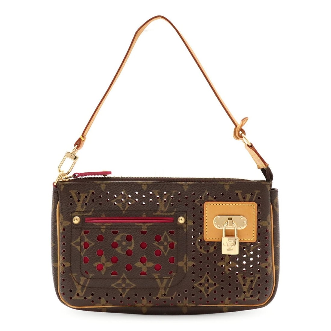 LOUIS VUITTON Louis Vuitton Monogram Perfo Pochette Accessoires Handbag Pouch Fuchsia M95183: --- Catalog ---Category: SizeSize (HxWxD): 12cm x 21.5cm x 4cm / 4.72'' x 8.46'' x 1.57''Category: DesignType: Handbag, Pochette, PouchColor: Fuchsia, MonogramGender: WomenMaterial: Monogram Perforate
