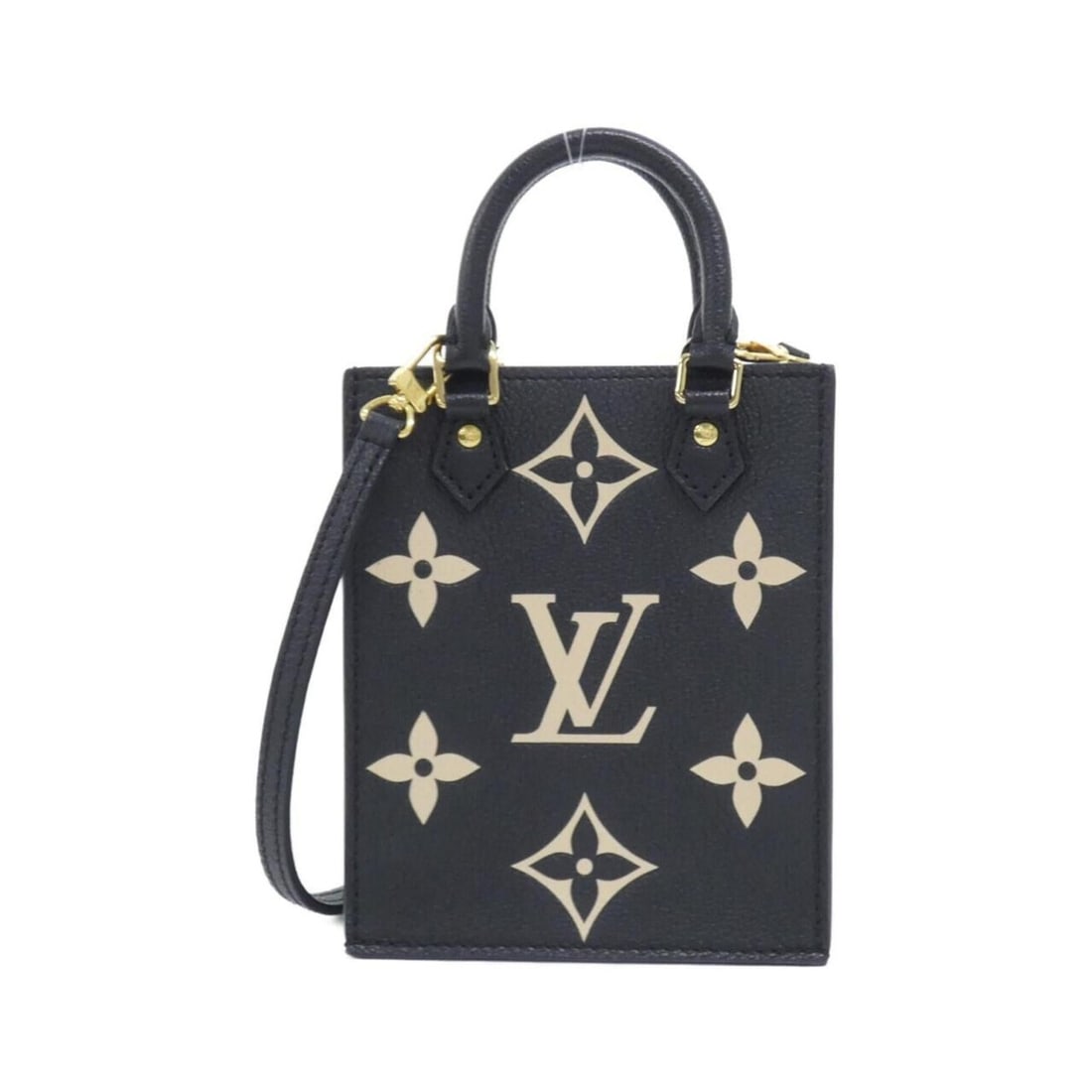 Louis Vuitton Bicolor Monogram Empreinte Petite Sac Plat M81416 Shoulder Bag: --- Catalog ---Category: SizeSize (HxWxD): 17cm x 14cm x 5cm / 6.69'' x 5.51'' x 1.96''Category: DesignType: Shoulder bagColor: Beige, BlackGender: Women,MenMaterial: Leather Hardware Color: GoldLeath